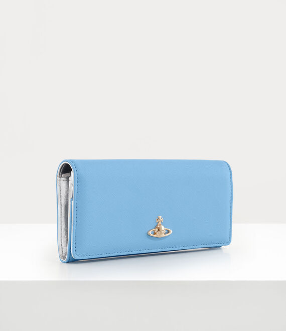 Vivienne Westwood Saffiano Classic Credit Card Wallet in LIGHT BLUE